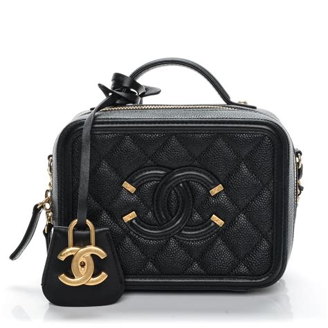 CHANEL Caviar Quilted Small Pick Me Up Vanity Case Black 